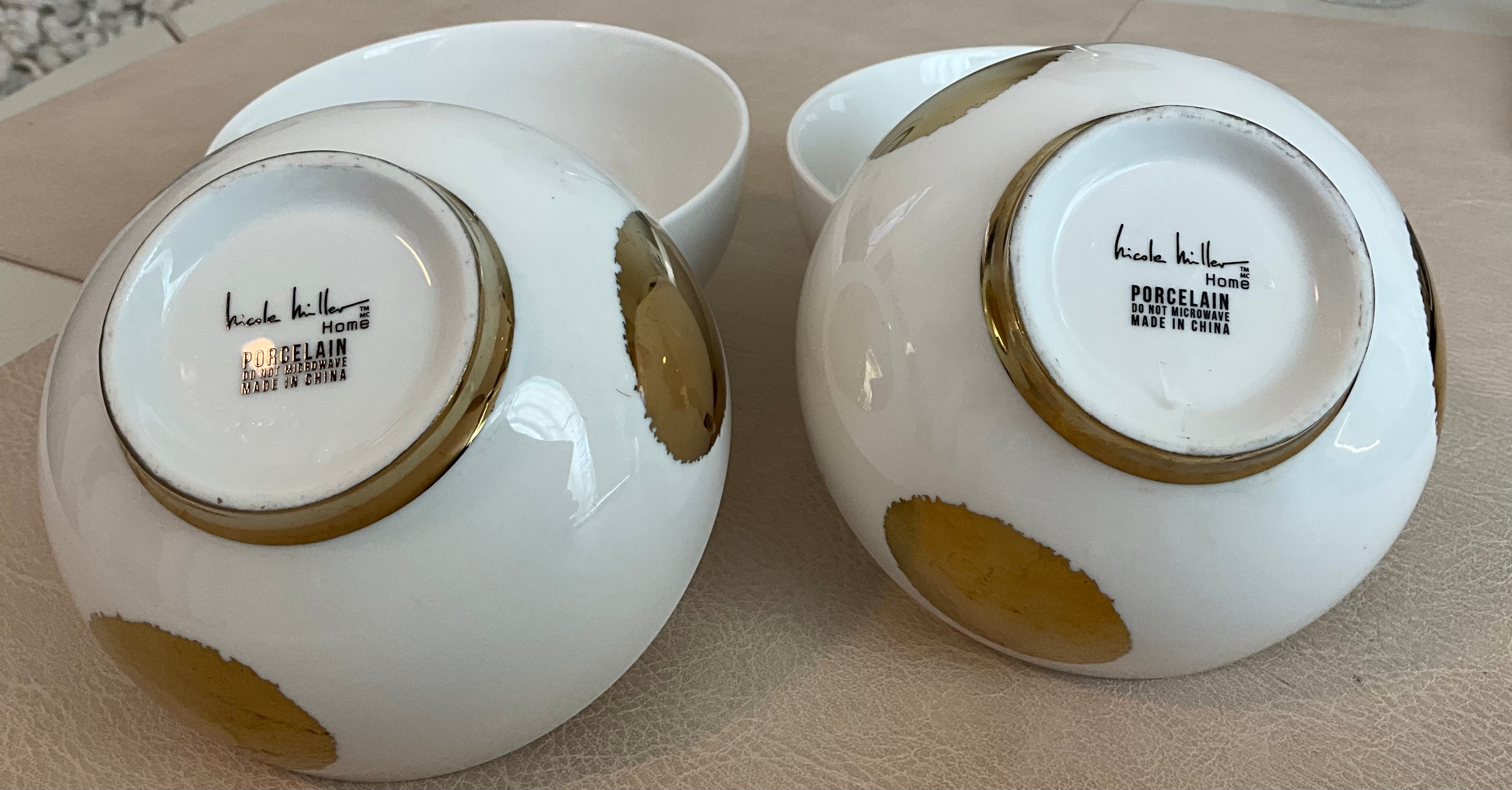 Vintage Nicole Miller Gold Dot Small Bowls
