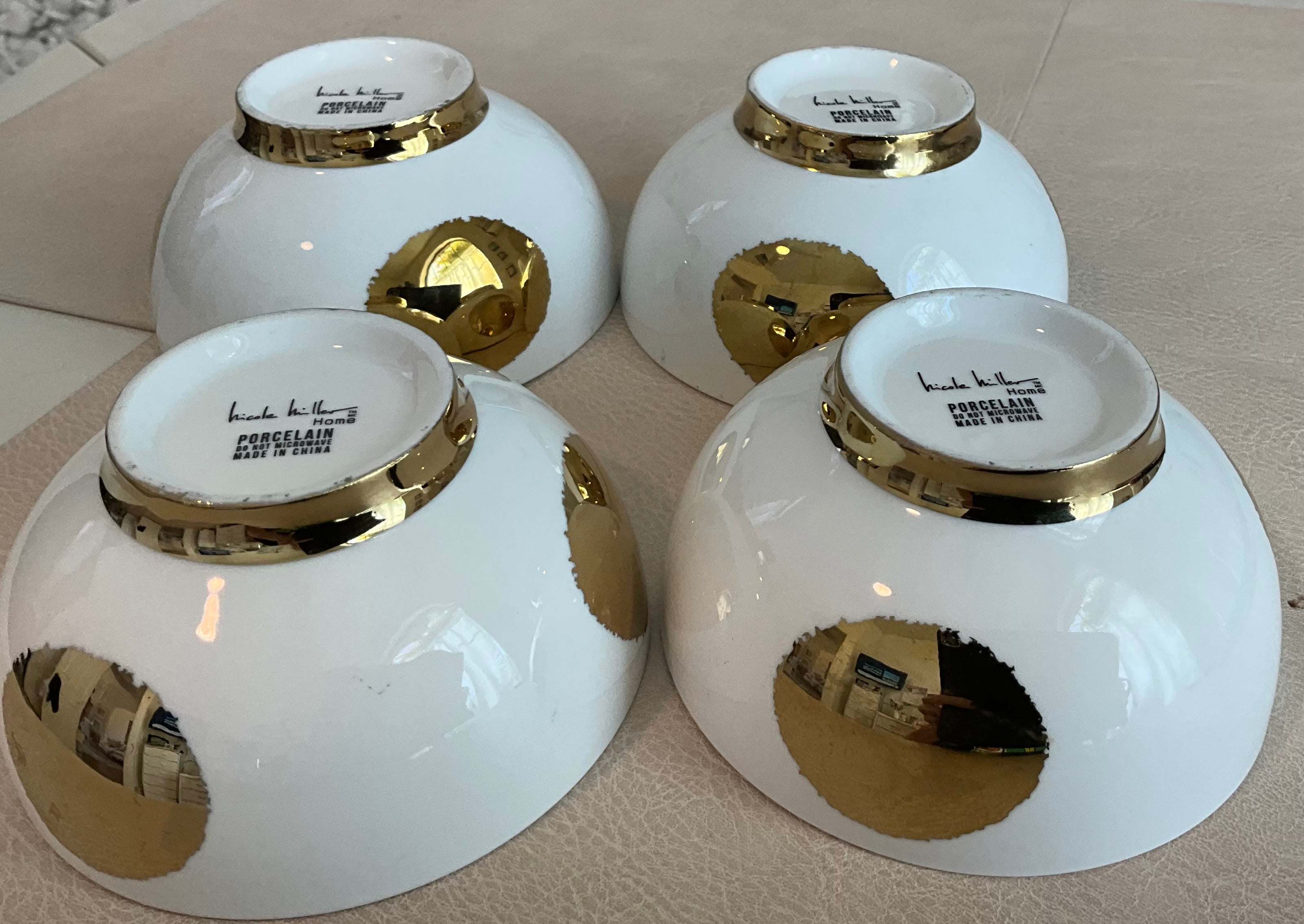 Vintage Nicole Miller Gold Dot Small Bowls