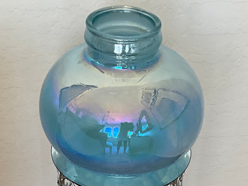 Gorgeous Blue Hand Blown Large Spanish Vase with Pontil Bottom