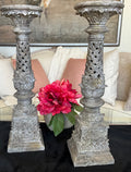 Vintage Raz Authentic Collectible 18” Matched Pair Heavy Pedestal Pillars