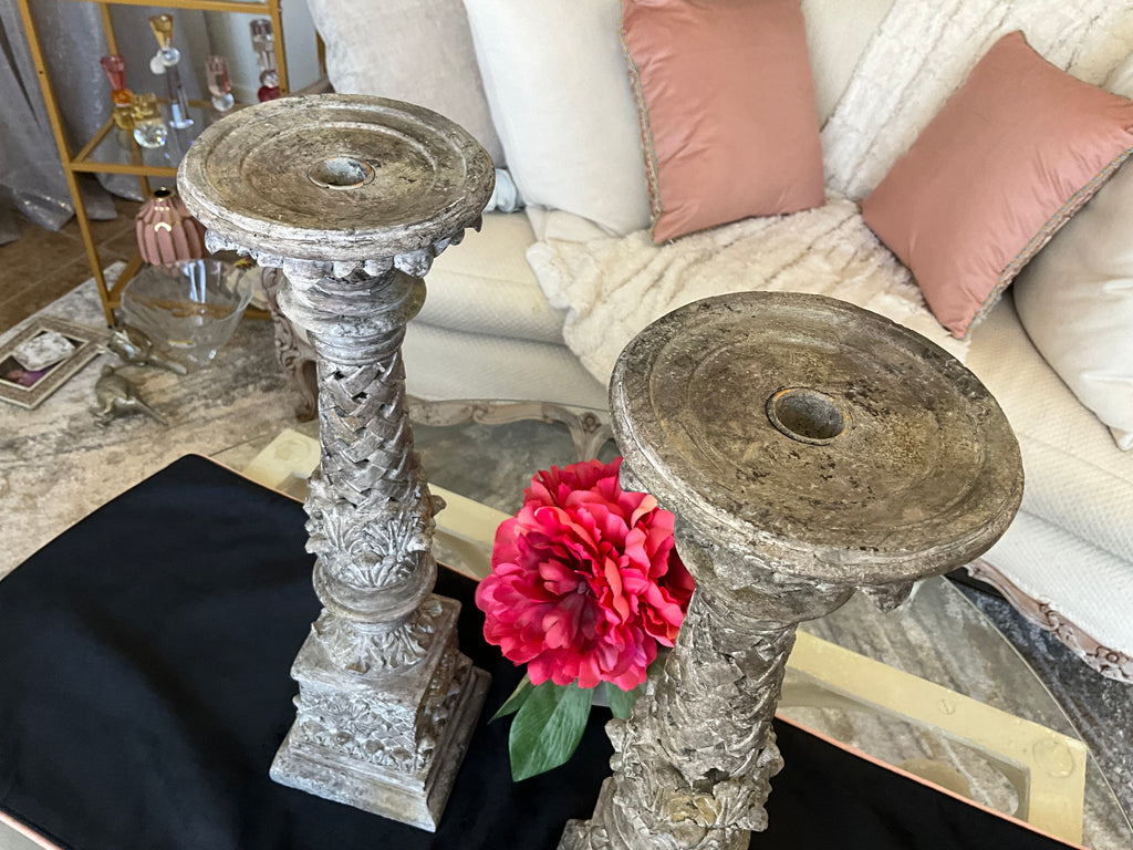 Vintage Raz Authentic Collectible 18” Matched Pair Heavy Pedestal Pillars