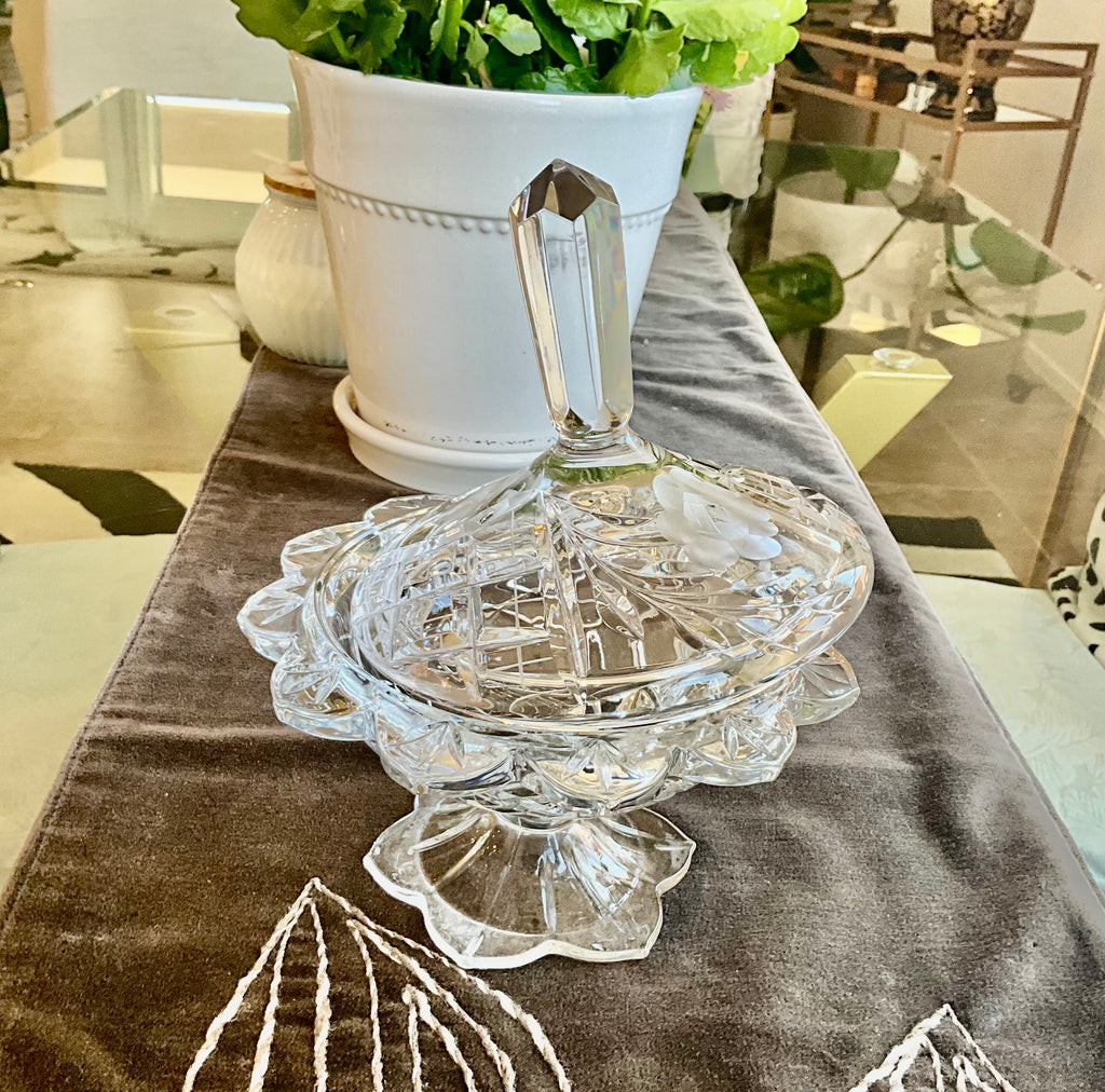 Vintage Flawless Lead Glass/Crytal Pedestal Dish with Lid