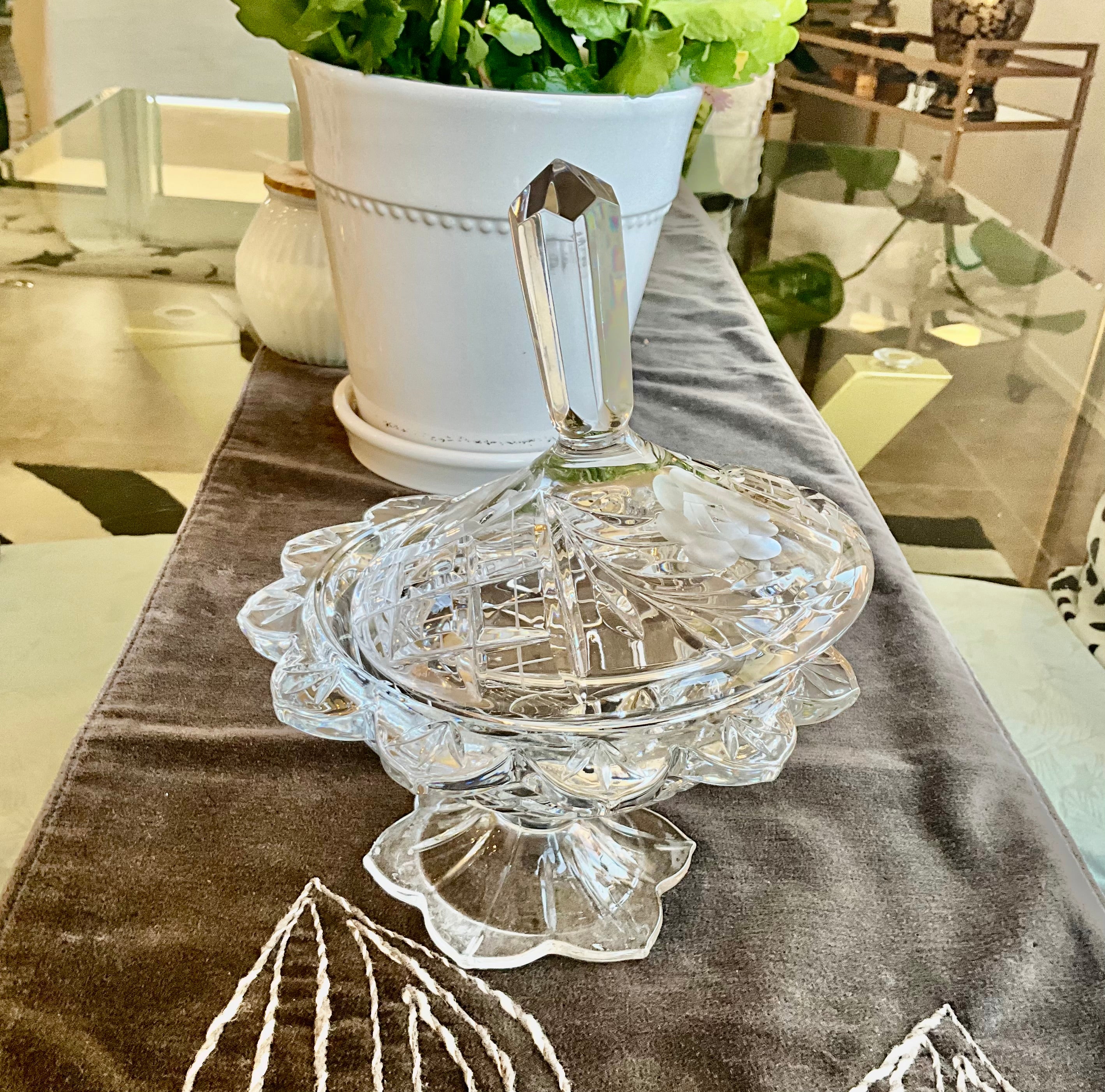 Vintage Flawless Lead Glass/Crytal Pedestal Dish with Lid