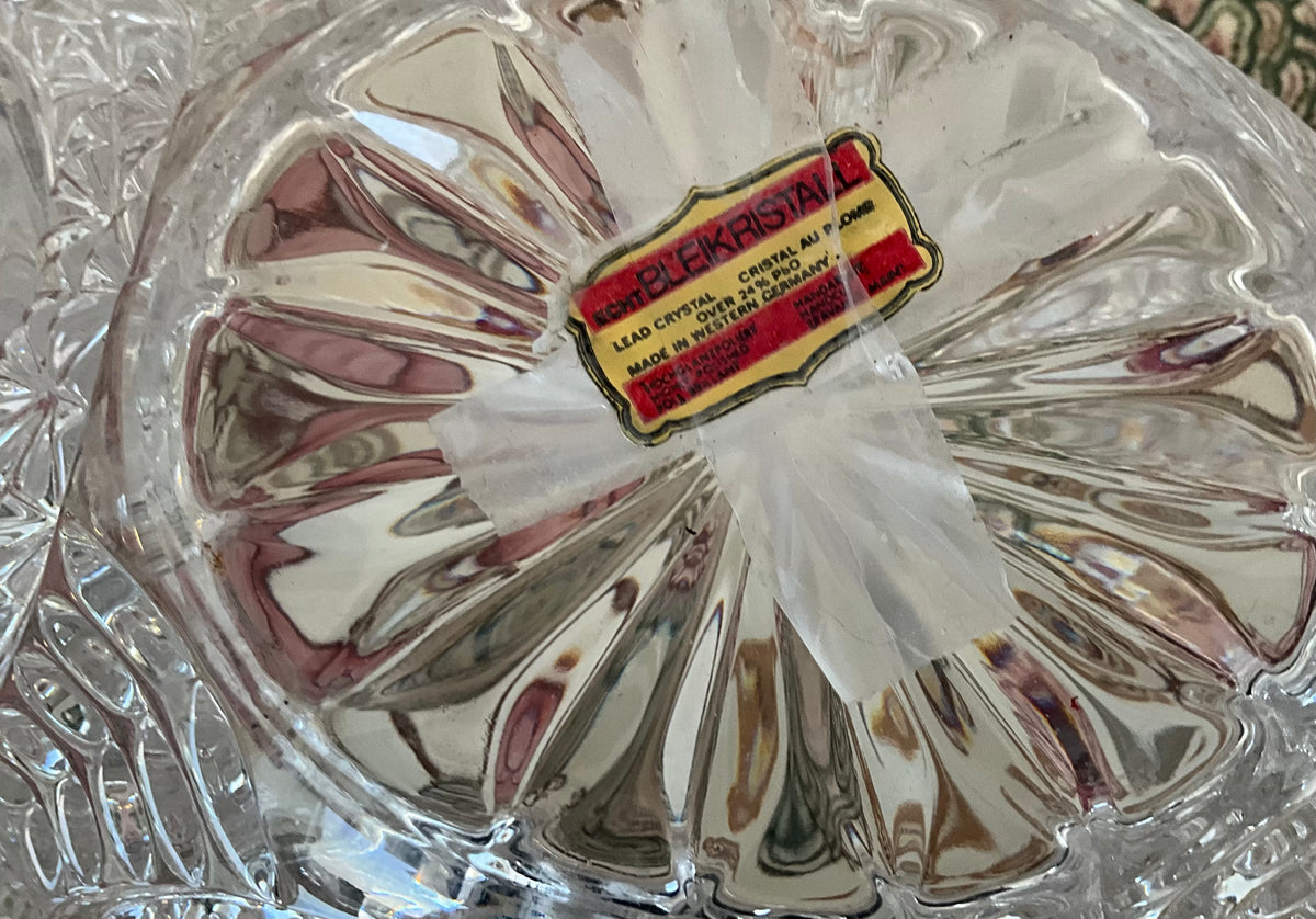 Vintage Hofbauer Byrdes Collection 13-Inch Handled Crystal Bowl