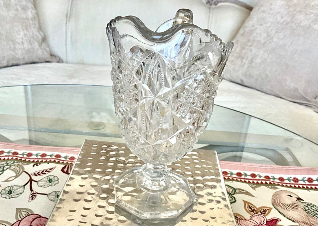 Antique McKee Pres-Cut Toltec Small Footed Creamer