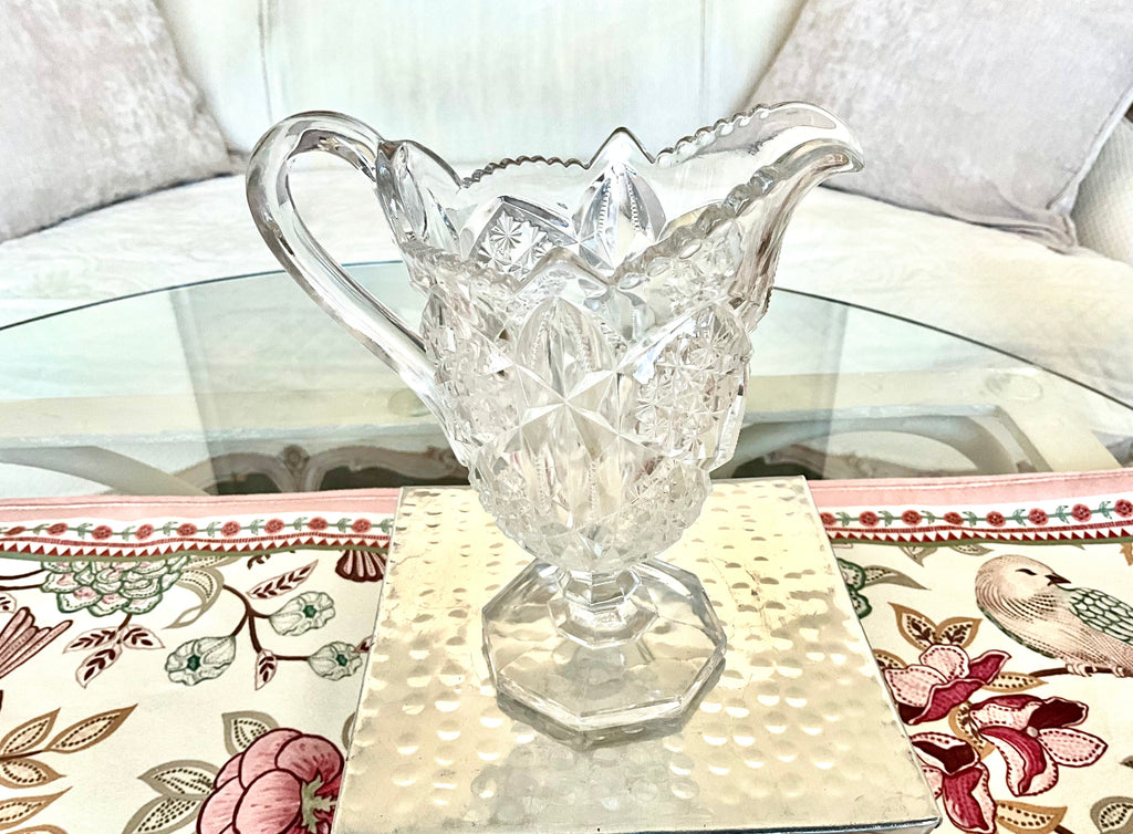 Antique McKee Pres-Cut Toltec Small Footed Creamer