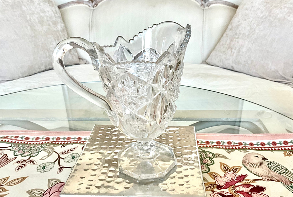 Antique McKee Pres-Cut Toltec Small Footed Creamer