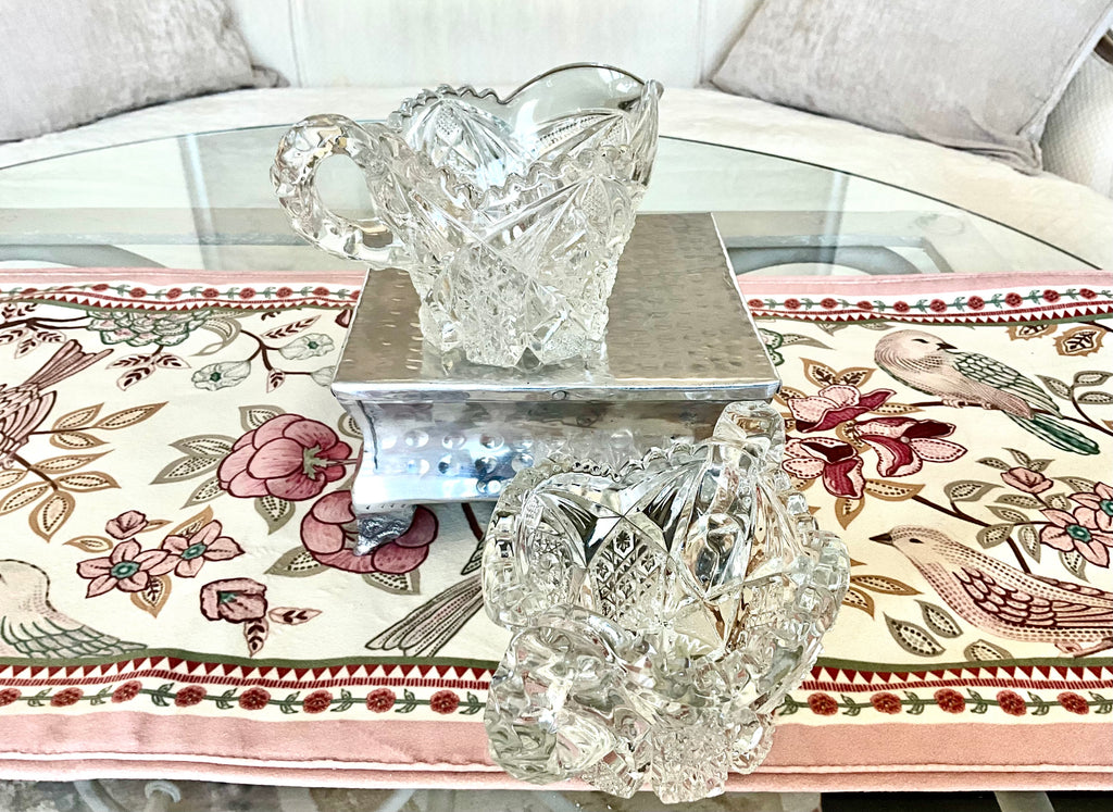 Antique Imperial Glass NuCut Creamer & Sugar Set #526