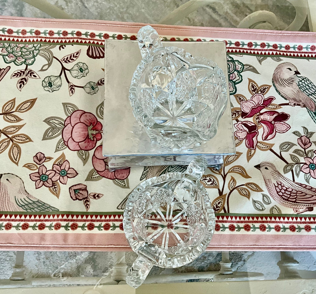 Antique Imperial Glass NuCut Creamer & Sugar Set #526