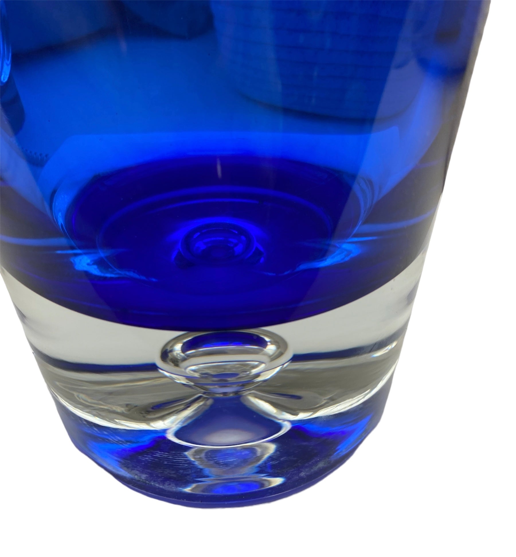 Krosno Cobalt Blue Tall Glass Pitcher, Stockholm Block Design
