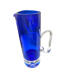 Krosno Cobalt Blue Tall Glass Pitcher, Stockholm Block Design