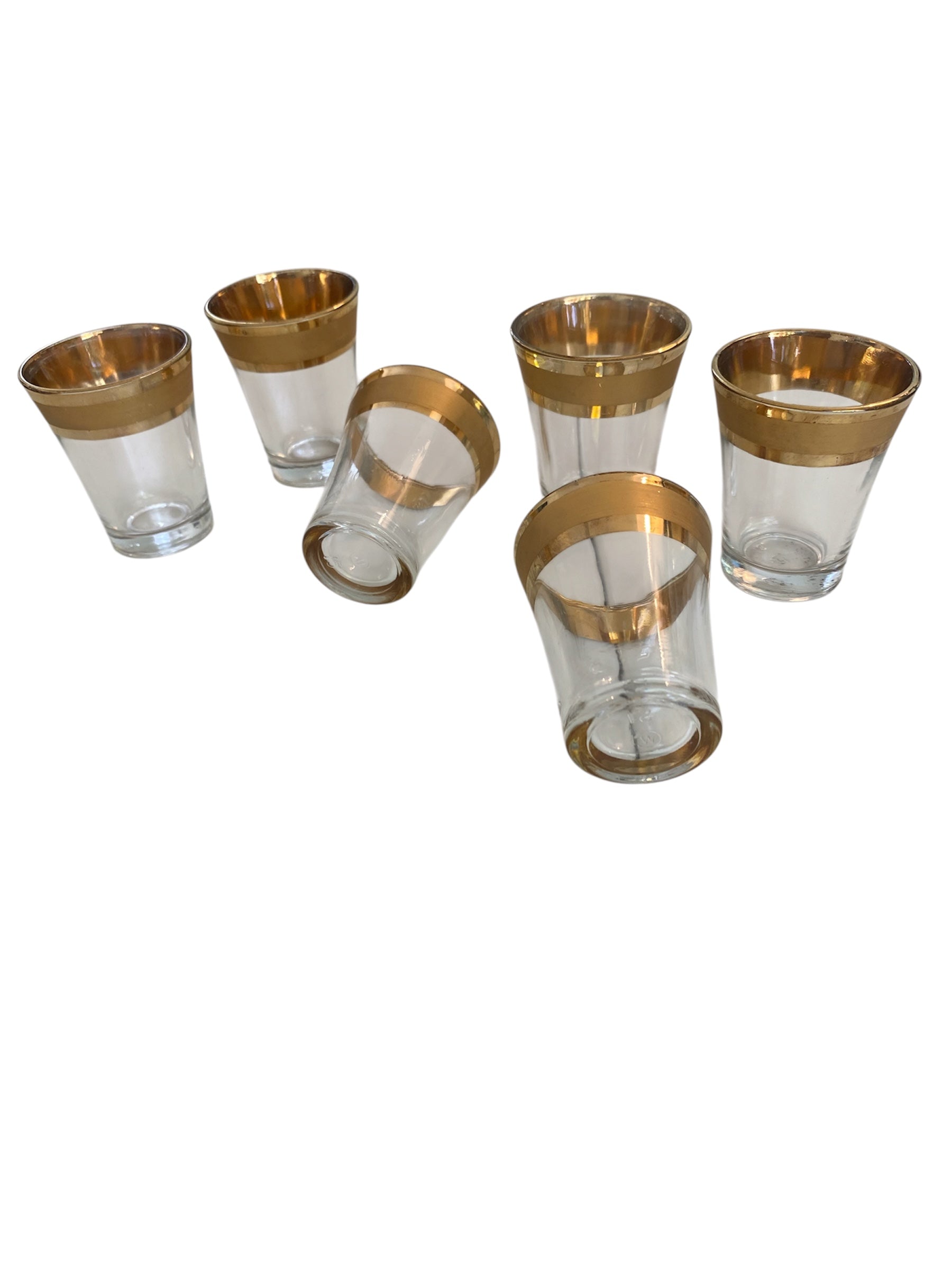 Vintage Mid Century Gold Rim Shot Glasses - Set of 6