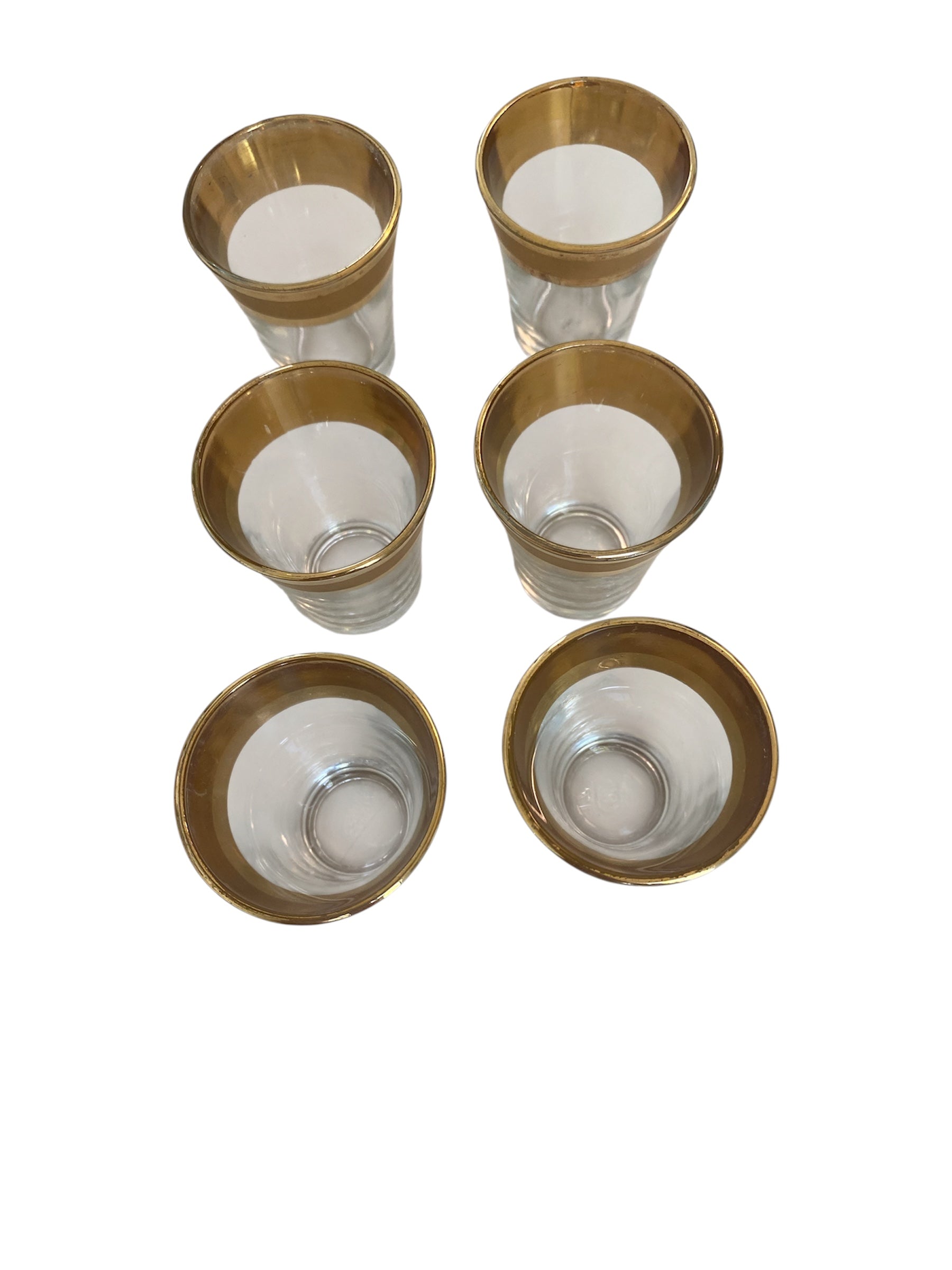 Vintage Mid Century Gold Rim Shot Glasses - Set of 6