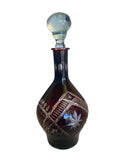 Vintage Bohemian Ruby Red Cut-to-Clear Crystal Decanter, 1950s Czech Republic