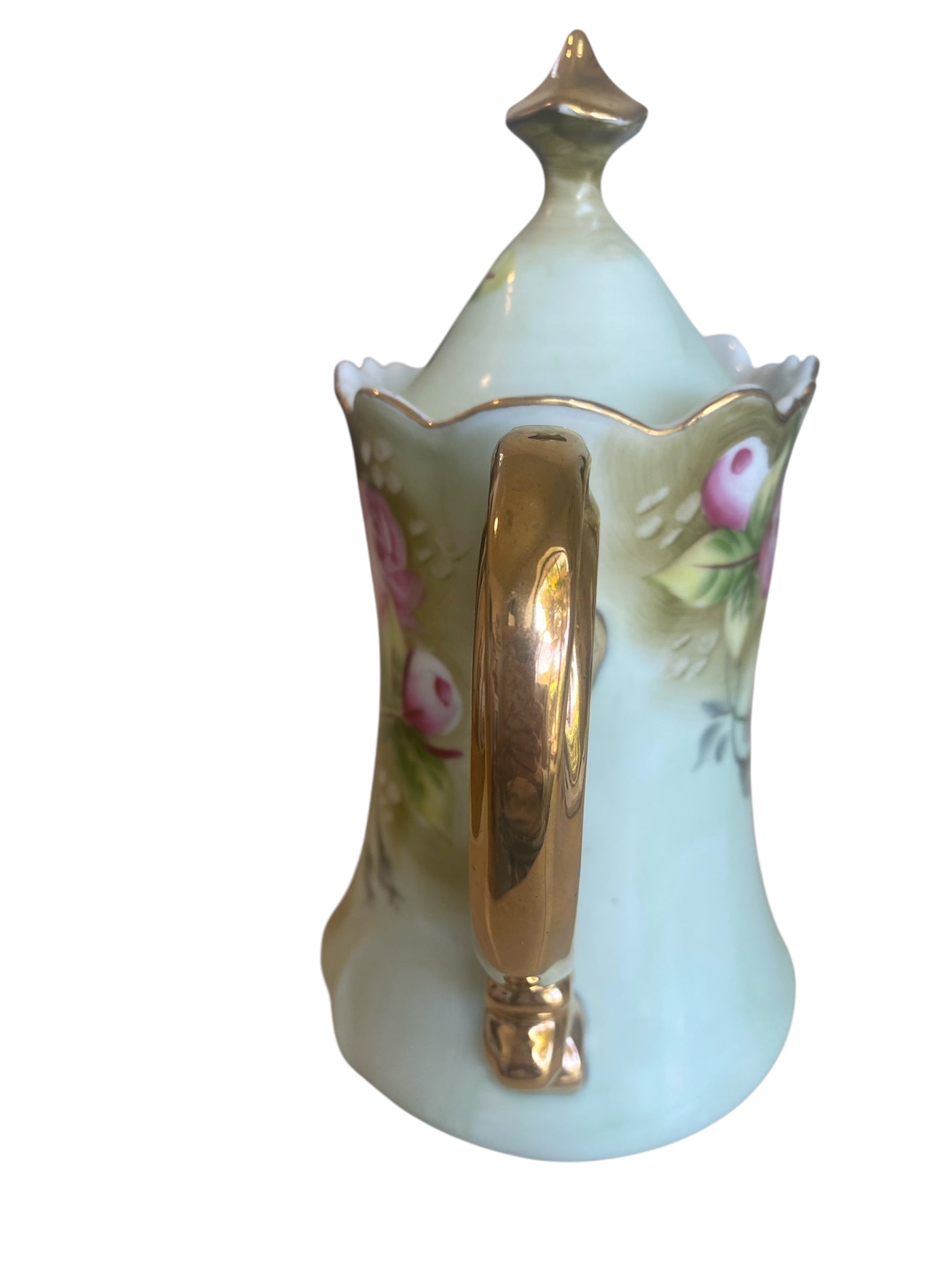 Vintage Lefton Coffee Pot and Creamer, Heritage Collection, Floral Design