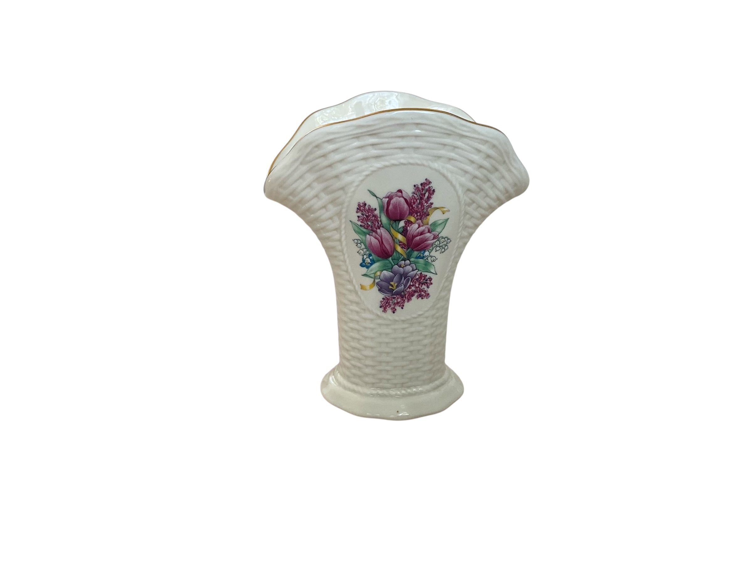 Lenox Vintage Fine China Springtime Bouquet Weave Vase