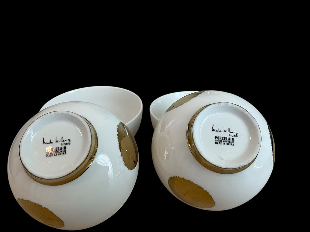 Vintage Nicole Miller Gold Dot Small Bowls