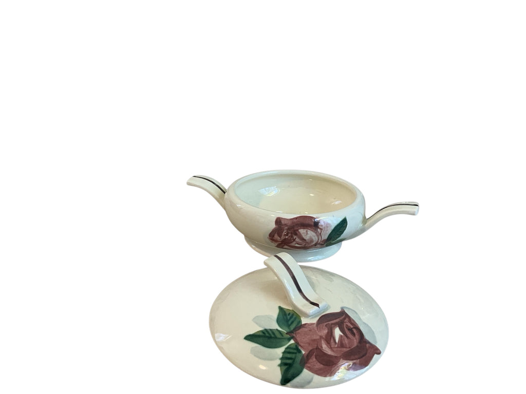 Vintage Red Wing Pottery Lexington Rose Pottery Pitcher, Creamer, Sugar Set