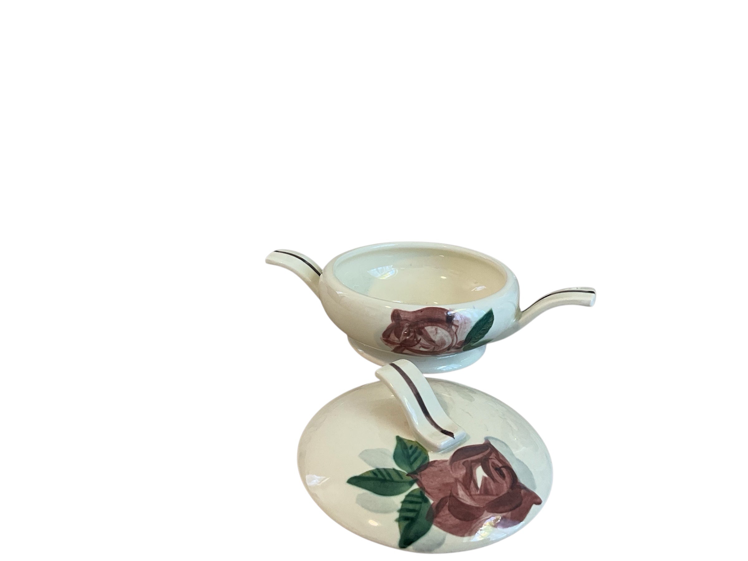 Vintage Red Wing Pottery Lexington Rose Pottery Pitcher, Creamer, Sugar Set