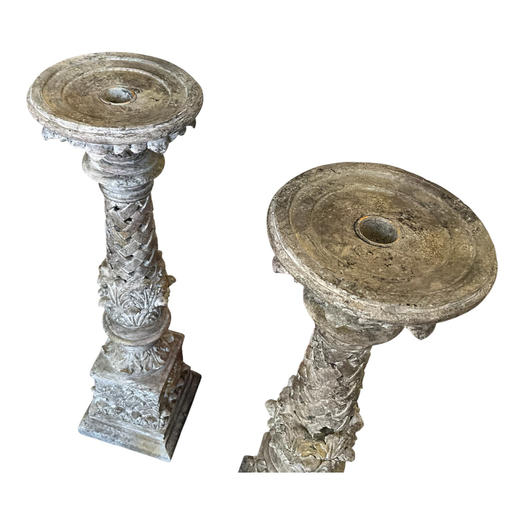 Vintage Raz Authentic Collectible 18” Matched Pair Heavy Pedestal Pillars