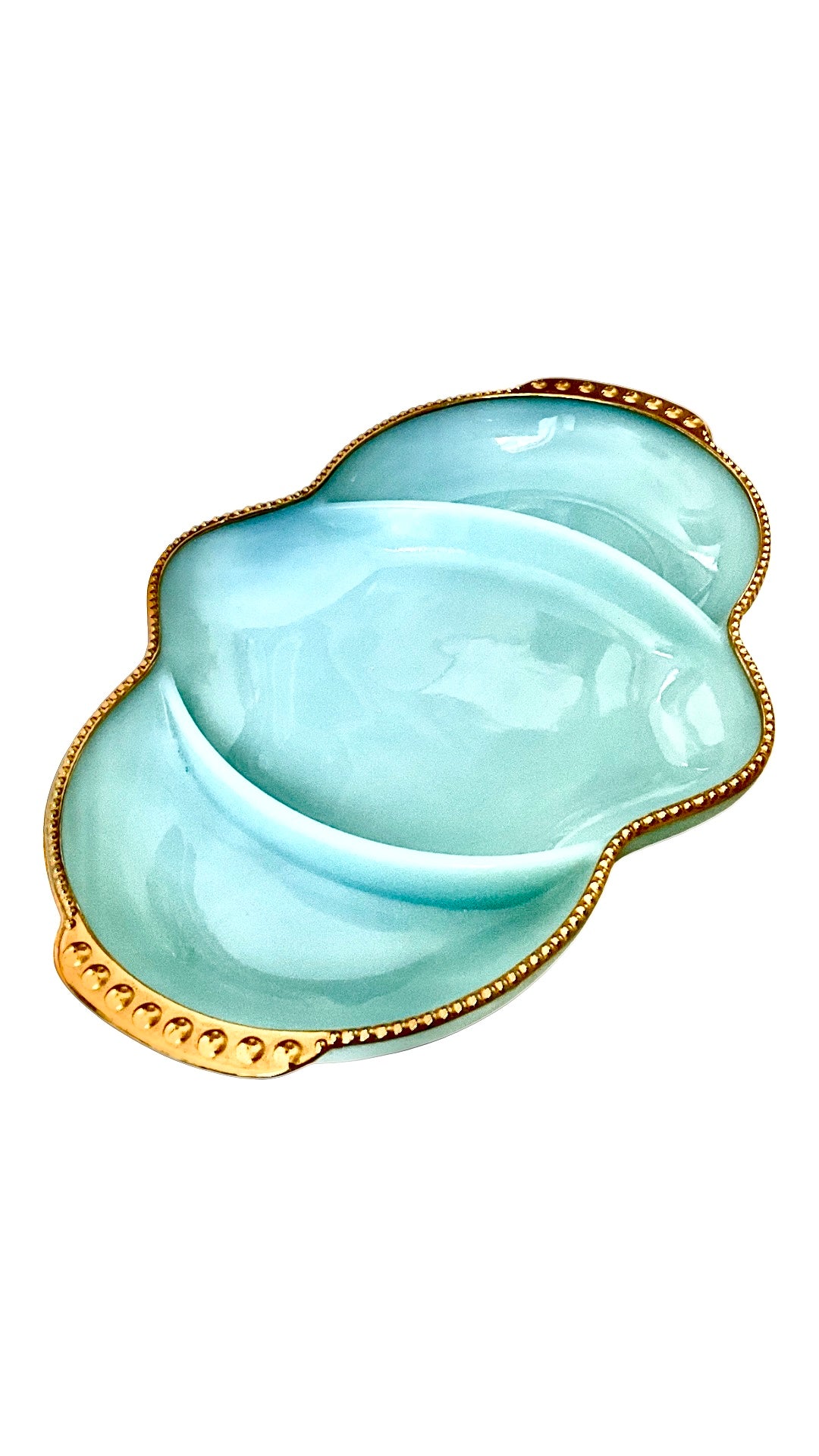 Vintage Delphine Fire King Gorgeous Blue Milk Glass Server