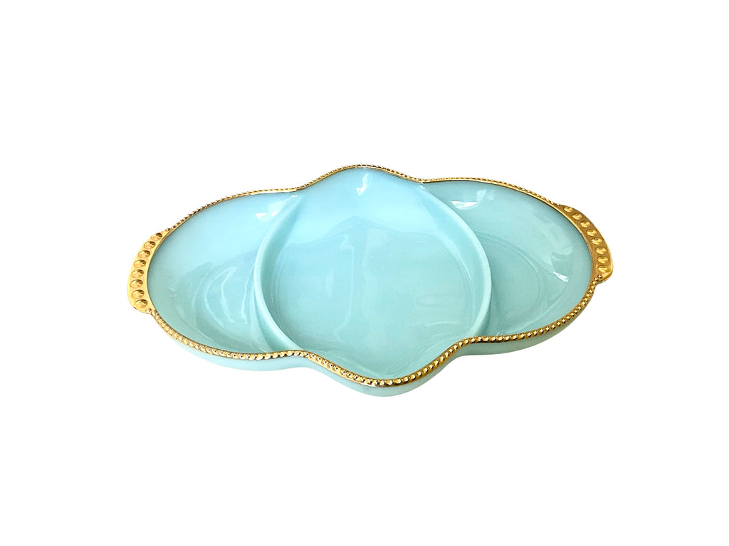 Vintage Delphine Fire King Gorgeous Blue Milk Glass Server