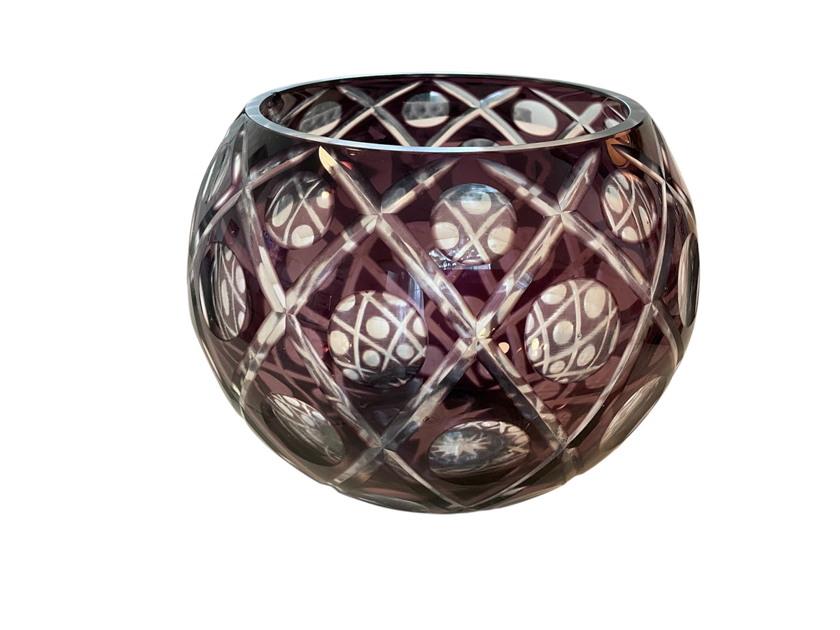 Vintage Czech Bohemian Art Glass Rose Bowl Vase