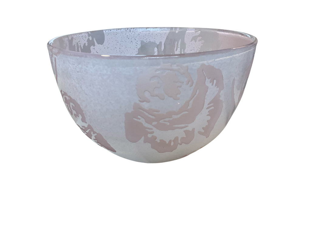 Shannon Designs of Ireland Handmade Pale Pink Frosted Glass Serving Bowl