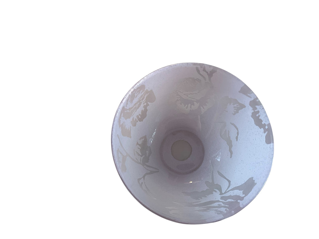 Shannon Designs of Ireland Handmade Pale Pink Frosted Glass Serving Bowl